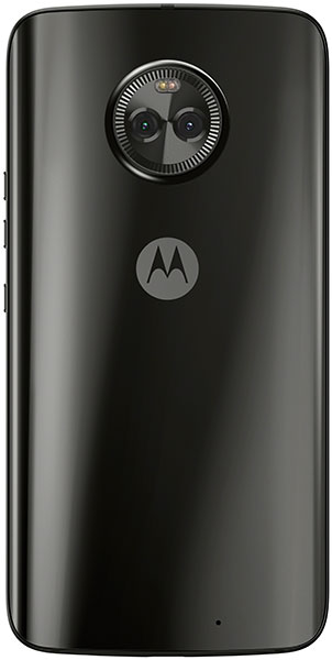Motorola Moto X4 rear view showing dual camera setup and Motorola logo on black back panel