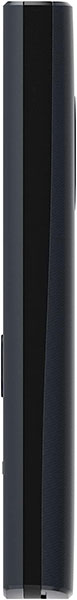 Nokia 110 4G (2023) phone, side view, showing black rectangular body with narrow profile and textured surface