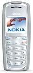 Nokia 2125i mobile phone, front view, with silver casing and small screen displaying the Nokia logo