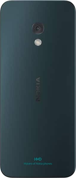 Nokia 225 4G (2024) rear view showing dark teal back panel with camera, flash, and Nokia branding