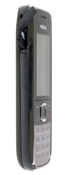 Nokia 2730 NAM candybar phone, front view, with open slide cover displaying screen and keypad