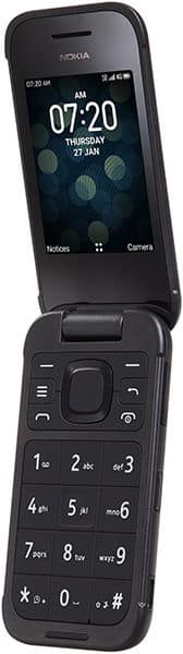 Nokia 2760 Flip open, showing touchscreen display above physical number keypad and call buttons