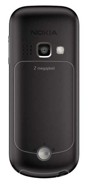 Nokia 3720 Classic rear view showing black casing with camera lens, flash, and speaker grille