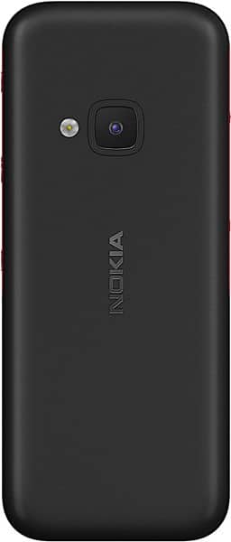 Nokia 5310 (2020) rear view showing black plastic back with camera and flash