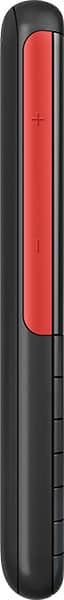 Nokia 5310 (2024) front view, black with red accent stripe and physical buttons along the spine
