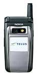 Nokia 6165i front view, black flip phone with antenna extended and silver lower half