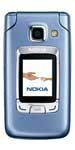 Nokia 6290 mobile phone, open clamshell position, with screen displaying home menu