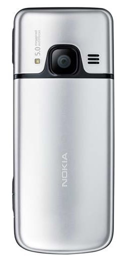 Nokia 6303i Classic rear view, silver with black camera and speaker detail