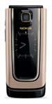 Nokia 6555 flip phone, front view, closed position with silver and black exterior and dark screen visible