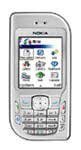 Nokia 6670 front view, silver flip phone with numeric keypad and small color screen displaying icons