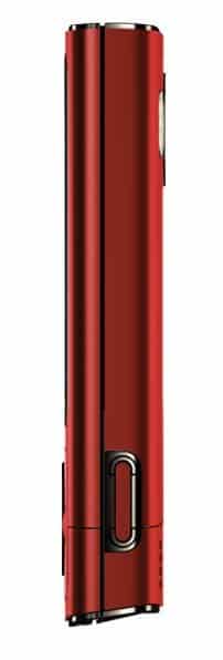 Nokia 6700 slide NAM in red, closed position, side view showing metallic trim and slide mechanism
