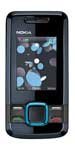 Nokia 7100 Supernova phone shown from front, displaying blue-themed screen with icons, black casing and blue accents