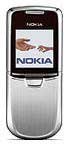Nokia 8801 slider phone, front view, closed position with silver and black finish