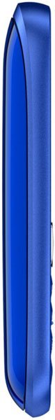 Nokia Asha 200 phone, side view, in blue with curved edges and dark accent stripe
