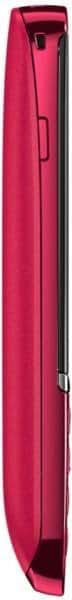 Nokia Asha 300 phone in hot pink, shown from the side with the screen facing left