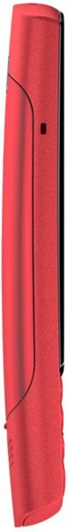 Nokia Asha 303 phone in red, side view showing curved profile and control buttons