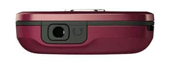 Nokia C2-00 mobile phone, rear view, showing camera lens and burgundy clamshell exterior