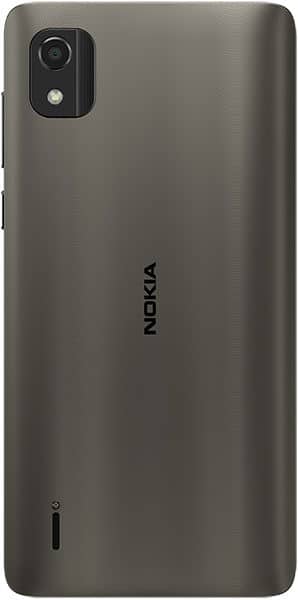 Nokia C2 2nd Edition rear view showing gray matte back with camera module and Nokia branding