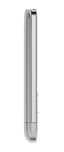 Nokia C3-01 side view, silver flip phone closed with hinge visible at top