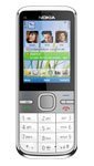 Front view of Nokia C5 showing small color display with contact icons and a physical keypad beneath the screen.