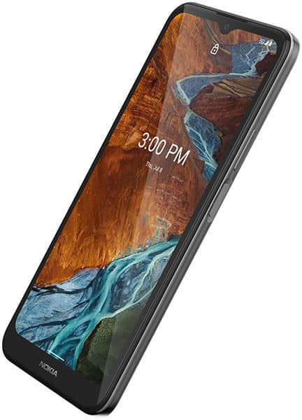 Nokia G300 smartphone front view with screen displaying wallpaper and 3:00 PM time