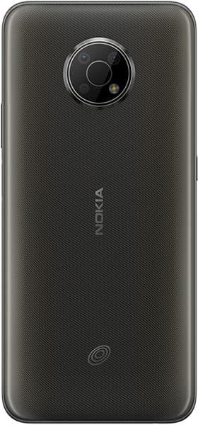 Nokia G300 rear view, showing dark textured back with circular camera module and Nokia branding