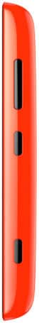 Side view of red Nokia Lumia 525 smartphone showing three black buttons vertically aligned on the right edge.