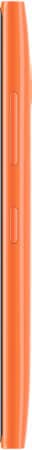 Nokia Lumia 730 side view, orange phone with curved edges and vertical design lines