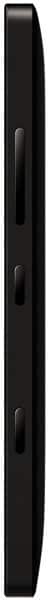 Nokia Lumia Icon, side view, showing black glossy body with physical buttons along the edge