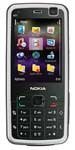 Nokia N77 front view with home screen displaying colorful app icons and keypad visible below display