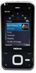 Nokia N81 mobile phone, front view, with black casing, blue screen display, and white navigation buttons below the screen
