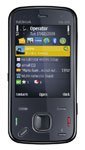 Nokia N86 8MP NAM smartphone displayed from the front, showing dark screen with menu interface and physical navigation buttons below