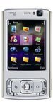 Nokia N95 front view with screen displaying colorful app icons and menu