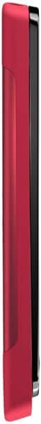 Nokia 700 in red with black screen, shown from the side in a closed position