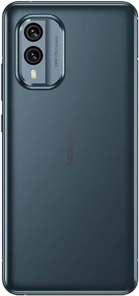 Nokia X30 rear view showing dual camera system and dark blue finish