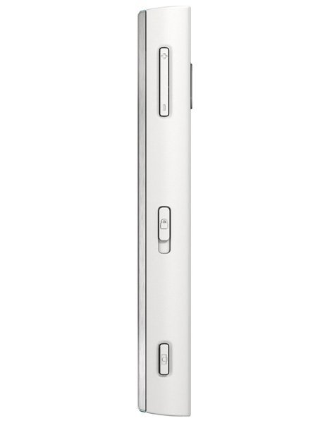 Nokia X6 side view, white smartphone with volume and power buttons along the edge