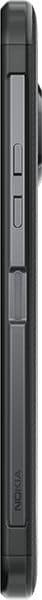 Nokia XR20 rugged phone shown from the side, displaying its vertical button layout and textured dark exterior