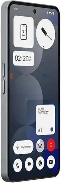 Nothing Phone (3a) Pro front view displaying home screen with widgets, app icons, and control buttons