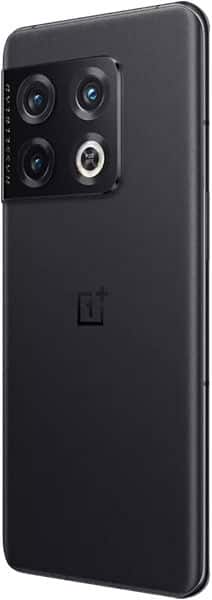 OnePlus 10 Pro rear view, black, showing quad camera module with OnePlus logo