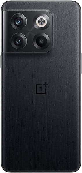 OnePlus 10T rear view, black with brushed finish and four-lens camera array