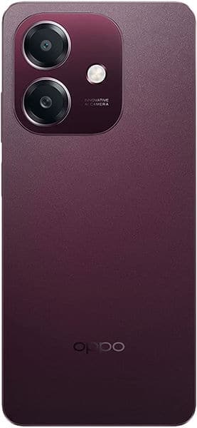 Oppo A40 rear view, purple finish with dual camera module and LED flash