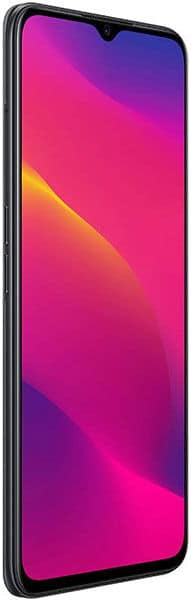 Oppo A5 (2020) front view with colorful gradient display showing pink, magenta, and orange tones