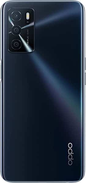 Oppo A54s rear view, dark blue finish with triple camera module and Oppo logo visible