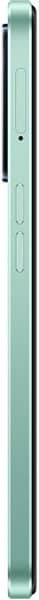 Oppo A57 smartphone viewed from the side, showing its slim profile and mint green color with black frame