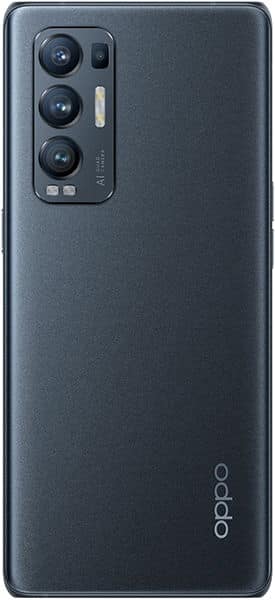 Oppo Find X3 Neo rear view, showing dark gray back with triple camera setup and Oppo logo