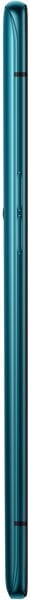Oppo Reno smartphone shown from the side, displaying its slim profile in teal color with button details along the edge