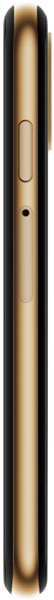 Palm Phone, side view, showing black and gold body with power button and headphone jack