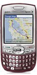 Palm Treo 755p smartphone shown from front angle, displaying a map on screen, with QWERTY keyboard below