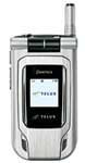 Pantech 3200 flip phone, front view, open position with screen displaying menu