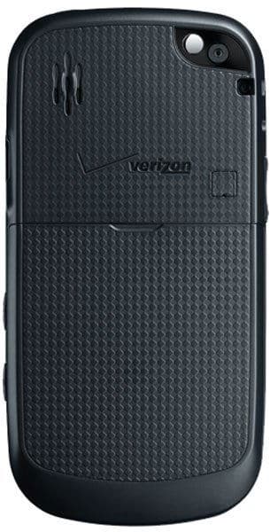 Pantech Hotshot rear view, black textured back with camera and Verizon branding
